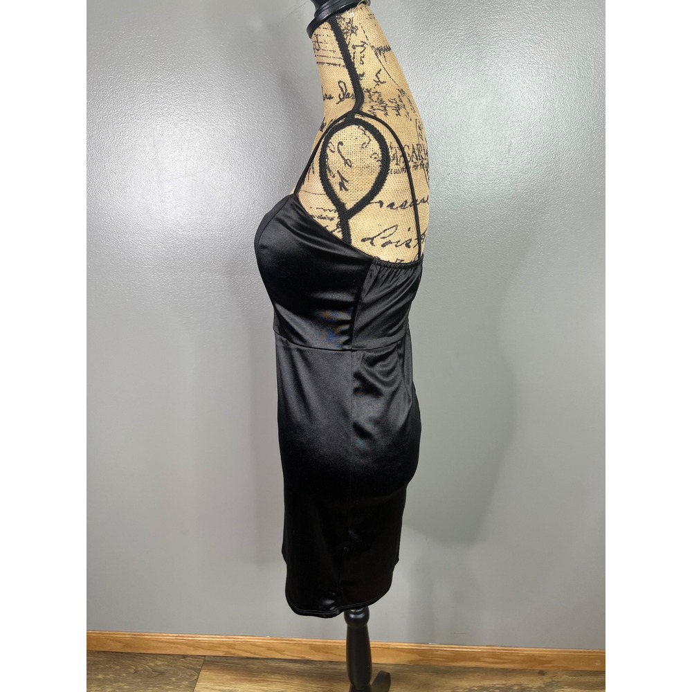 Lulu's satin mini bodycon black dress medium night‎ out club wedding guest - Picture 7 of 8